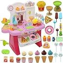 TechHark® Battery Operated 37 Pcs Super Market Toy for Kids Mini Supermarket Toy Candy Sweet Shopping cart, Pretend Play Kitchen Set