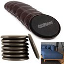 16 Pc Large Furniture Sliders Brown Round Glides Movers 3.5" Pads Multi Surface