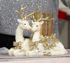 Kringle Express Resin Deer Duo & illuminated Candle Centerpiece Reindeer Figures
