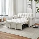 ECHINGLE 54.8'' Sleeper Sofa Bed 3-in-1 Convertible Couch with Pullout Bed, Reclining Backrest, Storage Pockets – Modern Space Lounge Furniture for Living Room, Includes Toss Pillows,Beige