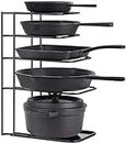 Elegant Home Decor Wrought Iron 5 Tier Heavy Duty Pan And Pot Organizer/Rack For Kitchen Cabinet | Holds Cast Iron Skillets, Griddles And Shallow Pots - No Assembly Required - Countertop, Corner Shelf