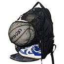 CAFINY Sporttasche mit Schuhfach Ballnetz und gepolstertem 15.6 Zoll Laptopfach Sportrucksack zur Aufbewahrung von Basketbällen, Fußbällen und Anderen Bällen sowie Reise- und Schulsachen