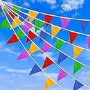 DOJoykey 328ft/100M Bunting Banner, Reusable Nylon Fabric Pennant Bunting with 200pcs Triangle Flags for Mother‘s Day Home Outdoor Garden Birthday Wedding National Day Party Decoration