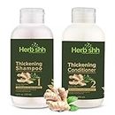 Herbishh Anti Hair Loss Ginger Extract Thickening Shampoo & Hair Conditioner For Hair Fall Control & Hair Growth | Suitable for All Type Hair | Sulphates & Parabens Free
