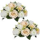 White with Champagne Road Flower Main Table Flower Simulation Silk Flower Simulation Flower Ball Wedding Car Staircase Decoration Wedding Supplies Props Mushrooms Garland (A, One Size)