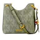Michael Kors MK Joan Perforated Suede & Leather Green Slouchy Hobo Bag