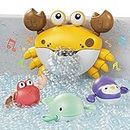 TUMAMA Baby Bath Toy,Bath Bubble Maker Machine with Music,3 Bathtub Wind-Up Toys,Crab Shower Water Toy for Toddlers Kids Boys Grils