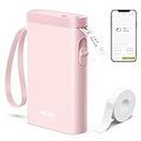 Nelko Label Maker Machine with Tape, P21 Portable Bluetooth Label Printer, Wireless Handheld Sticker Maker Mini Label Makers with Multiple Templates for Organizing Storage Barcode Office Home, Pink