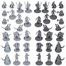 40 Fantasy Tabletop Miniatures for Dungeons and Dragons. 28MM Scaled 10 Unique Designs, Bulk Unpainted Miniatures, Great for D&D Miniatures