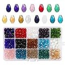 PHOGARY 300 unids Cuentas de Vidrio, Colores Mezclados Crystal Teardrop Beads 8 * 12 mm Waterdrop Forma para DIY Crafting