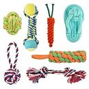 emily pets Dog Chew Cotton Rope Toys Pack of 7 Combo for Dogs & Puppies Cotton Ball Dual-Tennis Knotted Cotton Chewing Dog Toy for Playing, Teeth Cleaning & Training (Color As Vary, Pack 7)