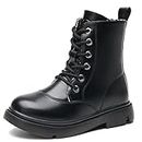 kkdom Kid Boys Girls Ankle Boots Winter Snow Boots Combat Boots Lace-up Waterproof Warmth Shoes Black Size 13 Little Kid