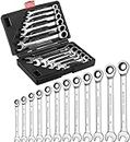 LIFERUN Ratchet Wrench Set （8-19mm） 12 Pcs. Ratchet Wrenches, Open-End Wrenches, Hand Tools with Carrying Case