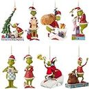 Grinch Christmas Ornament Decorations, 8PCS Stocking Cap Funny Santa Ornament Decorative Xmas Decor Ornaments Party Gifts