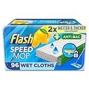 Flash Speedmop Wet Cloth Refills, Floor Cleaner, Lemon Anti-Bac, 96 Wipes (24 x 4)