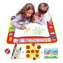HOMSEEK Aqua Magic Doodle Mat/Water Doodle Mats(31.4in x 23.6in) with 4 Color,Reusable Coloring Aqua Classic Mat Drawing Learning Painting Doodle Scribble Mats with Magic Pen for Kids