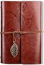RIANZ Leather Leaf Print Writing Notebook, Handmade Vintage Notebook Journal for Men & Women Art Sketchbook Travel Diary (Light Brown)