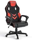 bigzzia Gaming Chair Ergonomic Computer Chair Height Adjustment with Fixed Armrest (Red)