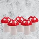 Amber Ceramic Set of 5 Mini Ceramic Mushroom Toys for Garden Accessories and Decoration (Size: 5.3cm*4.5cm*4.5cm)