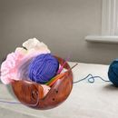Wooden Yarn Bowl Knitting Yarn Bowls with Holes Crochet Bowl Holder Storage BoDC