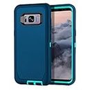 I-HONVA for Galaxy S8 Case Shockproof Dust/Drop Proof 3-Layer Full Body Protection [Without Screen Protector] Rugged Heavy Duty Durable Cover Case for Samsung Galaxy S8(SM-G950U), Turquoise
