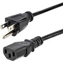 StarTech.com 15ft (4.5m) Computer Power Cord, NEMA 5-15P to C13, 10A 125V, 18AWG, Black Replacement AC Power Cord, Printer Power Cord, PC Power Supply Cable, Monitor Power Cable - UL Listed (PXT10115)