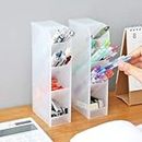 UNITY ENTERPRISE Translucent White Pen Stand For Office And School, Pend Holder Organizer For Home supplies And Office Stationary With 4 Compartment (White 1 peice)