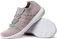 PromArder Women's Walking Shoes Slip On Athletic Running Sneakers Knit Mesh Comfortable Work Shoe,Grey/Pink US 8