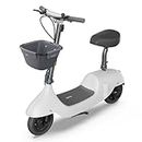 OKAI EA10 Electric Scooter with Seat for Adults, Up to 25 Miles Range & 15.5 MPH, Electric Moped Bike with 10" Vacuum Tires, Detachable Battery, 750W Peak Power Motor, with Front Basket (White)