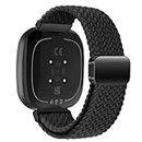 KEYSJEFF Nylon Watch Strap Compatible with Fitbit Versa 3/Versa 4/Fitbit Sense/Sense 2 Braided Elastics Sport Watch Band Adjustable Magnetic Buckle Straps Women Men (Not Include Watch) (#1)