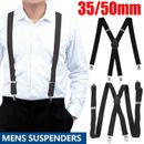 Extra Wide Adjustable Elastic Mens Braces Suspenders Clip On Braces Trouser Pant