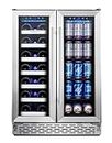 Phiestina Wine and Beverage Refrigerator, 24’’ Wine Cooler- 20 Bottles&78 Cans, Built-in/Freestanding Dual Zone Wine Fridge with Glass Door, Removable Shelves for Home/Bar/Office