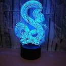 3D Snake Night Light USB Touch Switch Decor Table Desk Optical Illusion Lamps 7 Color Changing Lights LED Table Lamp Xmas Home Love Brithday Children Kids Decor Toy Gift