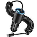 [Apple MFi Certified] iPhone 15 Car Charger Fast Charging, KYOHAYA 4.8A USB Power Cigarette Lighter iPhone USB-C Car Charger Adapter+6FT Coiled Type-C Cord for iPhone 15/15 Plus/15 Pro/15 Pro Max/iPad