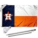 Houston Astros TX State Flag Pole and Bracket Set