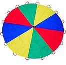 Rainbow Parachute for Outdoor Party Games, Kids Play Parachute Group Cooperative Team Game Toys, Family Get-Together Entertainment (12ft)