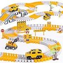 KABAHTOY 257 PCS Construction Race Tracks for Kids Boys Toys with 2 Electric Cars, Flexible Track Playset Create A Engineering Road Gifts for 3 4 5 6 7 8 Year Old Boys Girls Best Construction Toys
