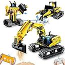 Technology Remote Controlled Building Set for Boys, Girls 3-in-1 RC Excavator Construction Site Technic Car Robot STEM Projects for Kids Remote & APP Control Construction Toy Gift for 8-12 Years Old