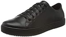 Shoes for Crews Old School Low-Rider, Men's, Women's, Unisex Leather Work Shoes, Slip Resistant, Water Resistant, Black, Men's 9.5 / Women's 11 Wide