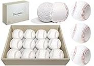 HANKLENSS Baseballs 12 Pack - Leather Covered Training Balls for Pitching, Hitting, Fielding - Official Size Adult Practice Baseballs - Blank for Autographs - Great for League Play and Gifts