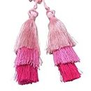 The Lovely Creations Triple Layers Silk Yarn Tassels for DIY Jewelry Making, Clothing Sewing Accessories, Home Decor Set 2 pcs. (Baby Pink-PR)