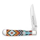 WHISKEY BENT HAT CO. Locking Trapper Folding Pocket Knife 4.125" Closed Length 440C Stainless Steel Blades (Wapi - Serrated)