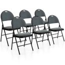 6 Pack Folding Chairs Portable Padded Office Kitchen Dining Chairs Grey
