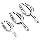 Ice Scoop Set, P&P CHEF 3-Pieces Stainless Steel Metal Food Scoop, Utility for Candy/Ice Cube/ Dry Food/ Flour/Popcorn, 5/8/12 Ounce