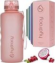 Hydracy Water Bottle with Time Marker - Large 2 Litre BPA Free Bottle & No Sweat Sleeve - Leak Proof Gym Bottle with Fruit Infuser Strainer & Times to Drink - Ideal for Fitness, Sports & Outdoors