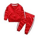 Infant Baby Boys Girls Zipper Tracksuit Long Sleeve Plain Sweatsuit Jacket + Pants 2PCS Coordinates Outfit Sports Wear (18-24 Months, Red)