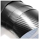 Finest Folia Pellicola 3D in carbonio per auto, lucida, 4D, colore nero opaco, senza bolle, 5D (nero, 30 cm x 152 cm)
