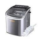 HINISO Countertop Ice Maker Machine with Handle, 12kg in 24Hrs, 9 Ice Cubes Ready in 6 Mins, Auto-Cleaning Portable Ice Maker with Basket and Scoop, for Home/Kitchen/Camping/Office.