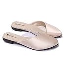STRASSE PARIS Stylish Casual Pointed Toe Flat Mules for Women & Girls Cream