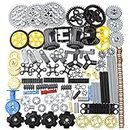 Habow 116pcs Technic-Parts Gears-Axle-Pin-Connector Compatible with Lego-Technic, Wheels Link Chain Gear Rack Steering Wheel Technic Bush Hook Tow Ball String Reel Differential. MOC Building-Blocks.